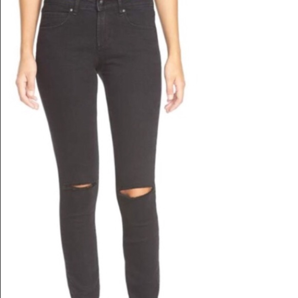 Black skinny distressed jeans